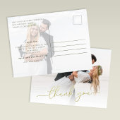 Modern Gold Script Photo Wedding Thank You Card Postkarte