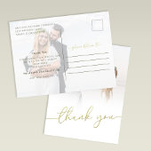 Modern Gold Script Photo Wedding Thank You Card Postkarte