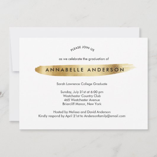 Modern Gold Script Sky ist der Limit Abschluss Einladung (Rückseite)