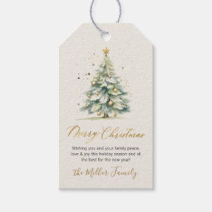 Modern Gold Script Wasserfarben Weihnachtsbaum Cre Geschenkanhänger