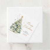 Modern Gold Script Watercolor Weihnachtsbaum Geschenkanhänger (Beispiel)