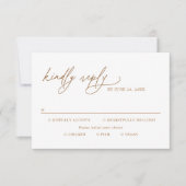 Modern Gold Script Wedding Meal Options RSVP Karte (Vorderseite)