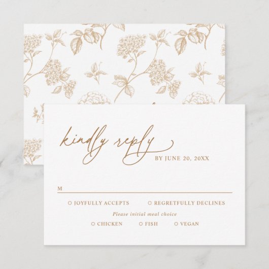 Modern Gold Script Wedding Meal Options RSVP Karte (Vorne/Hinten)