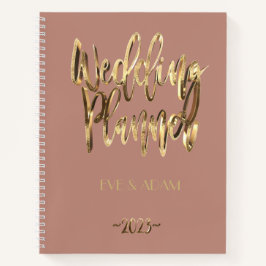 Modern Gold Script Wedding Planer 2023 Rose Gold Notizblock