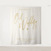 Modern Gold Script Wedding Welcome Wall Sign Wandteppich (Vorderseite)