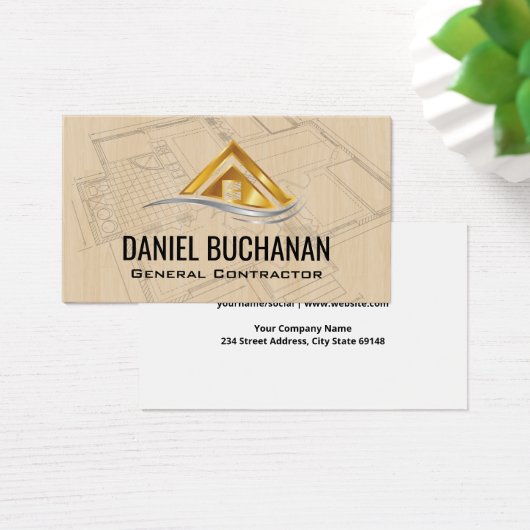 Modern Gold Silver Zuhause Logo | Architekt (Schreibtisch)