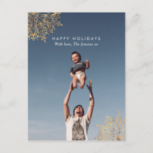 Modern Gold Snowflake Familienkarte Feiertagspostkarte