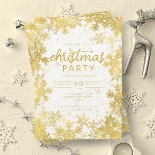 Modern Gold Snowflakes Company Weihnachts-Party Einladung