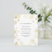 Modern Gold Snowflakes Weihnachts-Party Postkarte (Stehend Vorderseite)