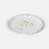 Modern Gold Sparkle & Cheers 80. Geburtstagsparty Pappteller (Schrägansicht)