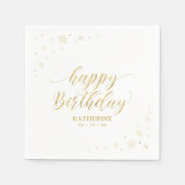 Modern Gold Sparkle Happy Birthday Paper Party Serviette (Vorderseite)