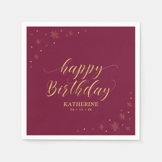Modern Gold Sparkle Happy Birthday Paper Party Serviette (Vorderseite)