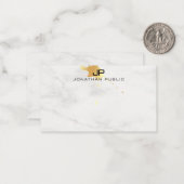 Modern Gold Splash White Marble Monogram Template Mitteilungskarte (Vorderseite/Rückseite Beispiel)