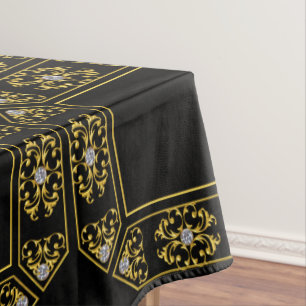Modern Gold Square Diamond Geometrie Muster Schwar Tischdecke