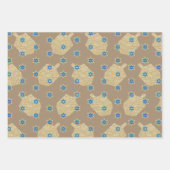 Modern Gold Star Menorahs Dreidels Kraft Hanukkah Geschenkpapier Set (Vorderseite)