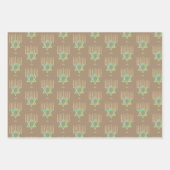 Modern Gold Star Menorahs Dreidels Kraft Hanukkah Geschenkpapier Set (Vorderseite 3)