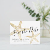 Modern Gold Starfish Save the Date Postcard Ankündigungspostkarte (Stehend Vorderseite)