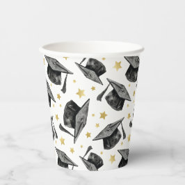 Modern Gold Stars Abschluss - Schwarz-Weiß-Party Pappbecher