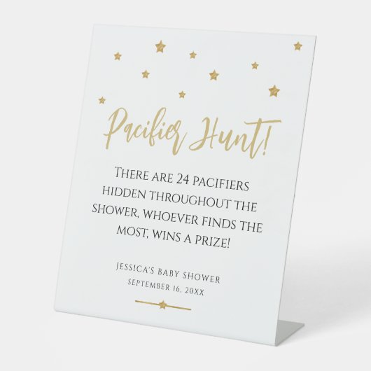 Modern Gold Stars Kinderdusche Schnuller Jagdspiel Sockelschild (Vorderseite)