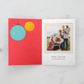 Modern Gold Stars Rote Weihnachtsbände Ein Foto Karte (Innenseite)