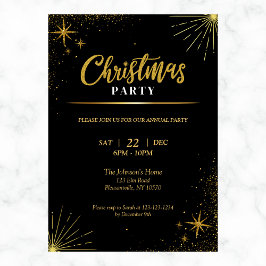 Modern Gold Stars Weihnachtsfeier Einladung