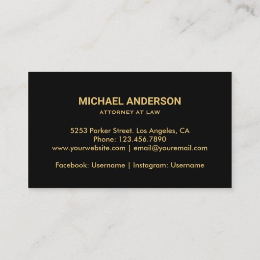 Modern Gold Strip Navy Blue Anwalt Anwalt Visitenkarte (Rückseite)