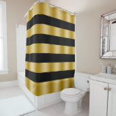Modern Gold Stripes Black Background Throw Duschvorhang (Beispiel)