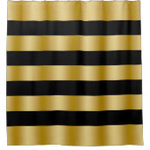 Modern Gold Stripes Black Background Throw Duschvorhang (Vorderseite)