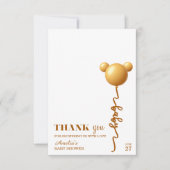 Modern Gold Teddy Balloon Thank You Neutral Dankeskarte (Vorderseite)