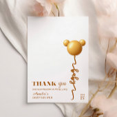 Modern Gold Teddy Balloon Thank You Neutral Dankeskarte