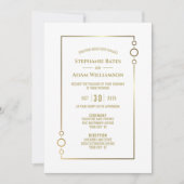 Modern Gold Text White Wedding Einladung (Vorderseite)