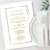 Modern Gold Text White Wedding Einladung