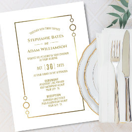 Modern Gold Text White Wedding Einladung