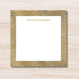 Modern Gold Texture Border Personalized Name  Mitteilungskarte