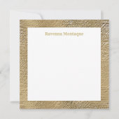 Modern Gold Texture Border Personalized Name Mitteilungskarte (Vorderseite)