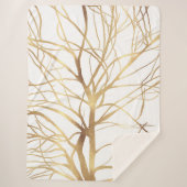 Modern Gold Tree Silhouette Minimal White Design Sherpadecke (Vorderseite)