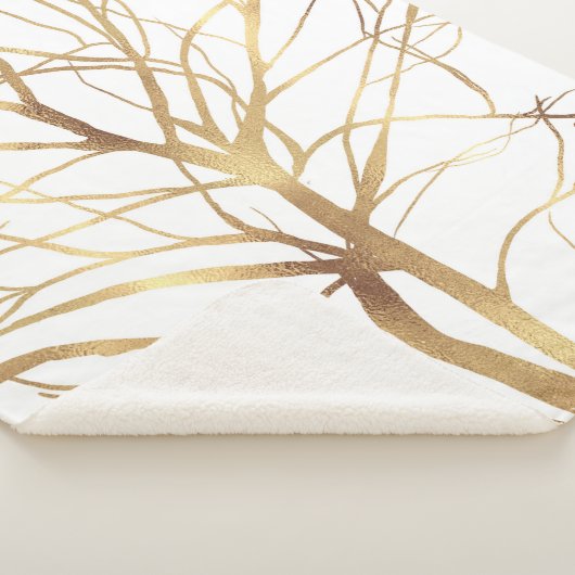 Modern Gold Tree Silhouette Minimal White Design Sherpadecke (3/4)