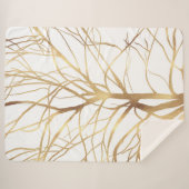 Modern Gold Tree Silhouette Minimal White Design Sherpadecke (Vorderseite (Horizontal))