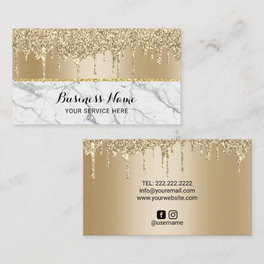 Modern Gold Tropfen Trendy Marbella Beauty Salon Visitenkarte (Vorne/Hinten)