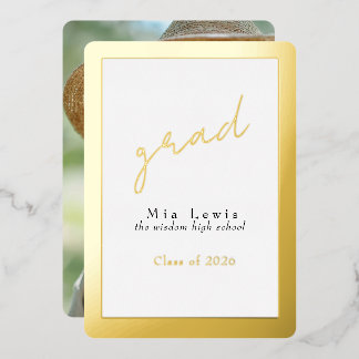Modern Gold Typography Grad Photo Folieneinladung
