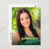 Modern Gold Typography Photo Graduation Postkarte (Vorne/Hinten)