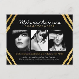 Modern Gold und Black Deko Makeup Artist Comp Card Postkarte