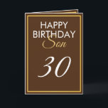 Modern Gold und Brown Son 30. Geburtstag Karte<br><div class="desc">Modern Gold und Brown Son 30. Geburtstag, ein einzigartiges Design für jeden, der etwas Besonderes für seinen Sohn zu seinem Geburtstag sucht. Das Design verfügt über einen schönen goldenen Rahmen mit anpassbarem Text, den Sie personalisieren können. Zögern Sie also nicht, ihn anzupassen, um Ihre eigene Geburtstagseinladung zu machen. Wenn Sie...</div>