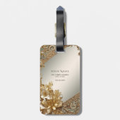 Modern Gold Verziert Floral Luggage Tag Gepäckanhänger (Rückseite vertikal)