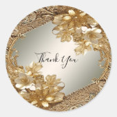 Modern Gold Verziert Floral Sticker (Vorderseite)