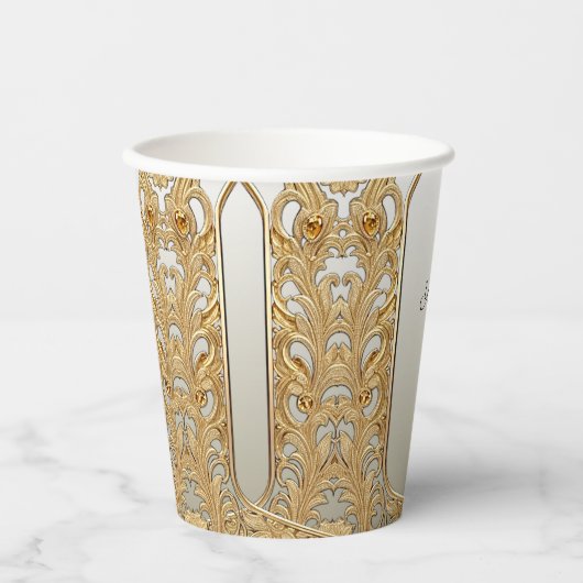 Modern Gold Verziert Paper Cup Pappbecher (Vorderseite)