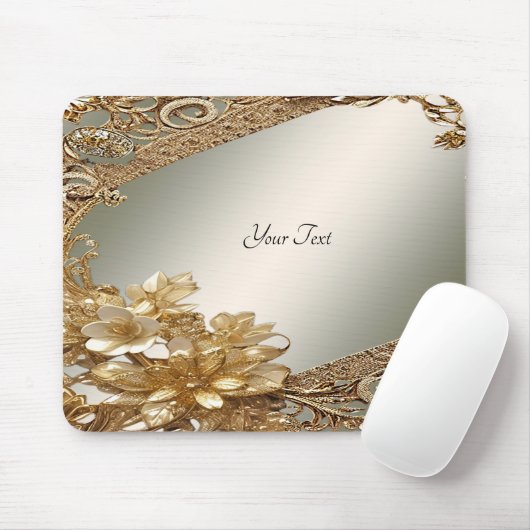 Modern Gold Verzierte Blumenmousepad Mousepad (Mit Mouse)