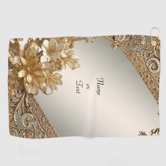 Modern Gold Verziertes Blumenhandtuch Golfhandtuch (Horizontal)