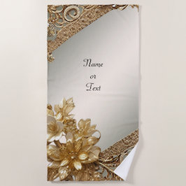Modern Gold Verziertes Floral Beach Handtuch