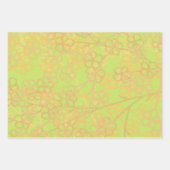 Modern Gold Violet Grün Orangen Blumenmuster Geschenkpapier Set (Vorderseite 2)